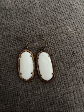 White Stone Drop Earrings with Gold Frame - Women Jewelry